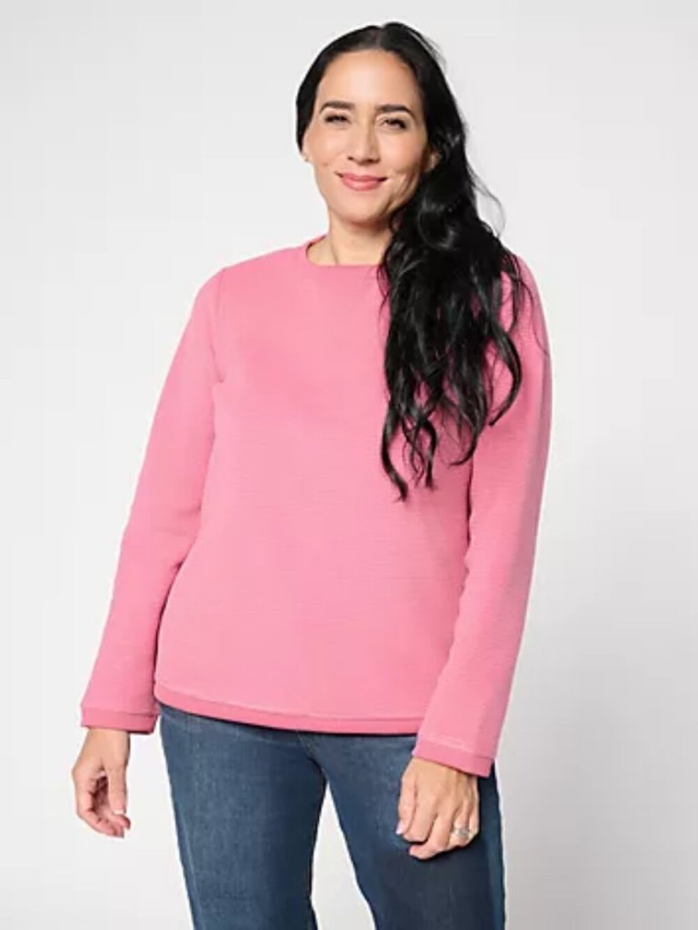 Denim & Co. Chenille Fleece Long-Sleeve Sweatshirt, Sz 1X a51240